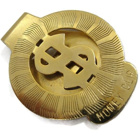 Vintage Circle Dollar Sign Money Clip Men Wallet ID Credit Card Holder - Picture 1 of 8